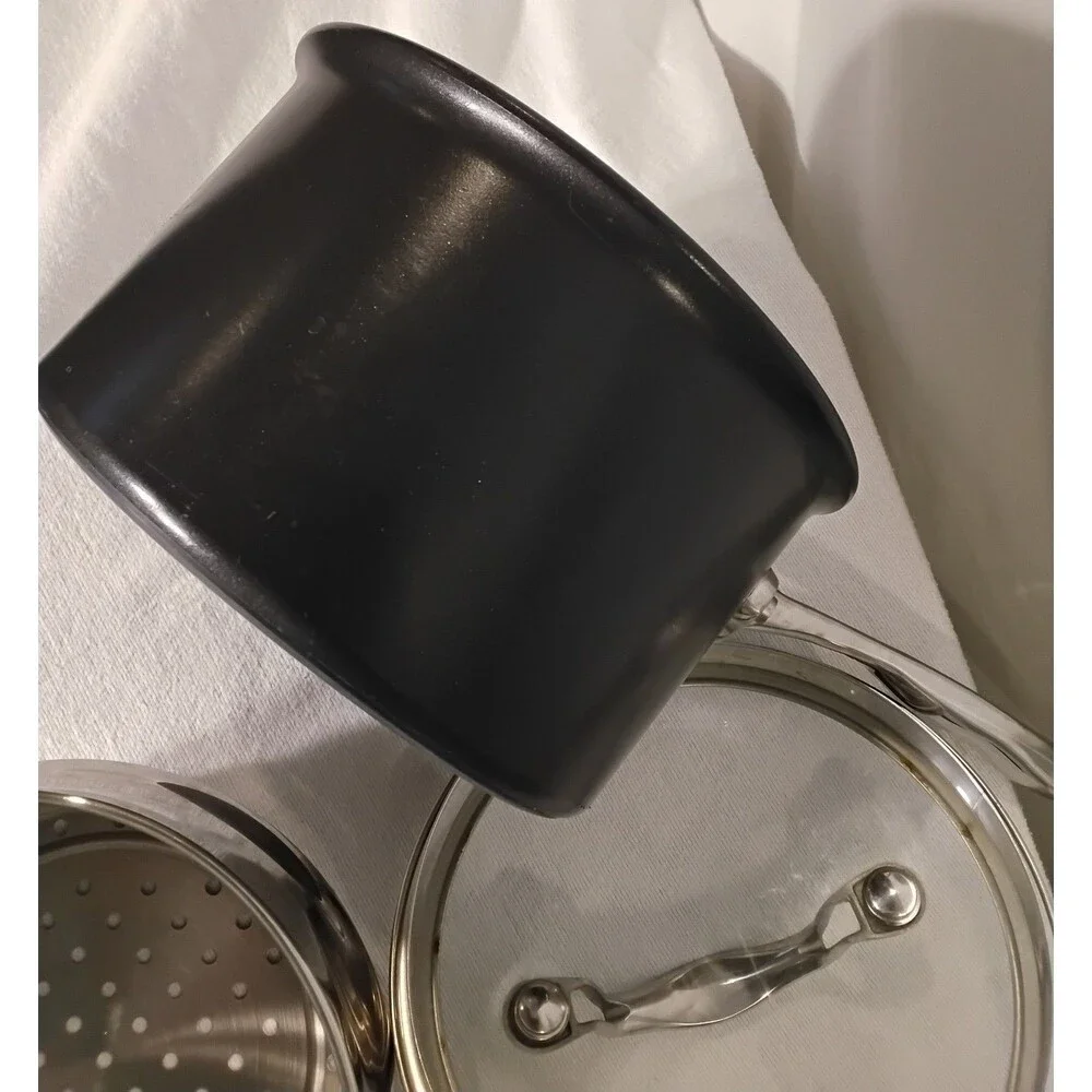 Food Network 3 Qt. Hard-anodized Aluminum Pot Stainless Steamer Insert, Tempered